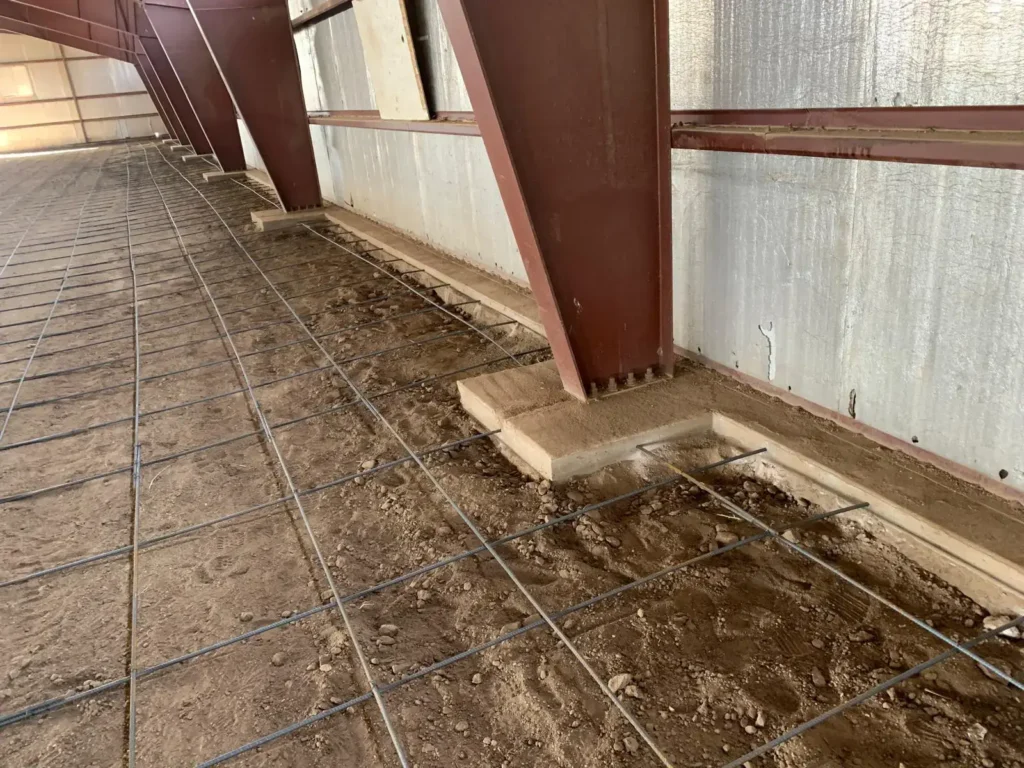 metal building before concrete